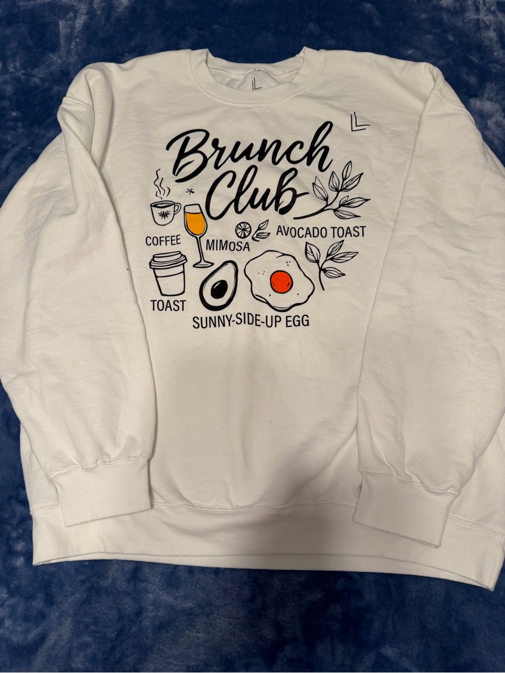 Life in Lilac Brunch Club Graphic Crewneck Sweatshirt - White